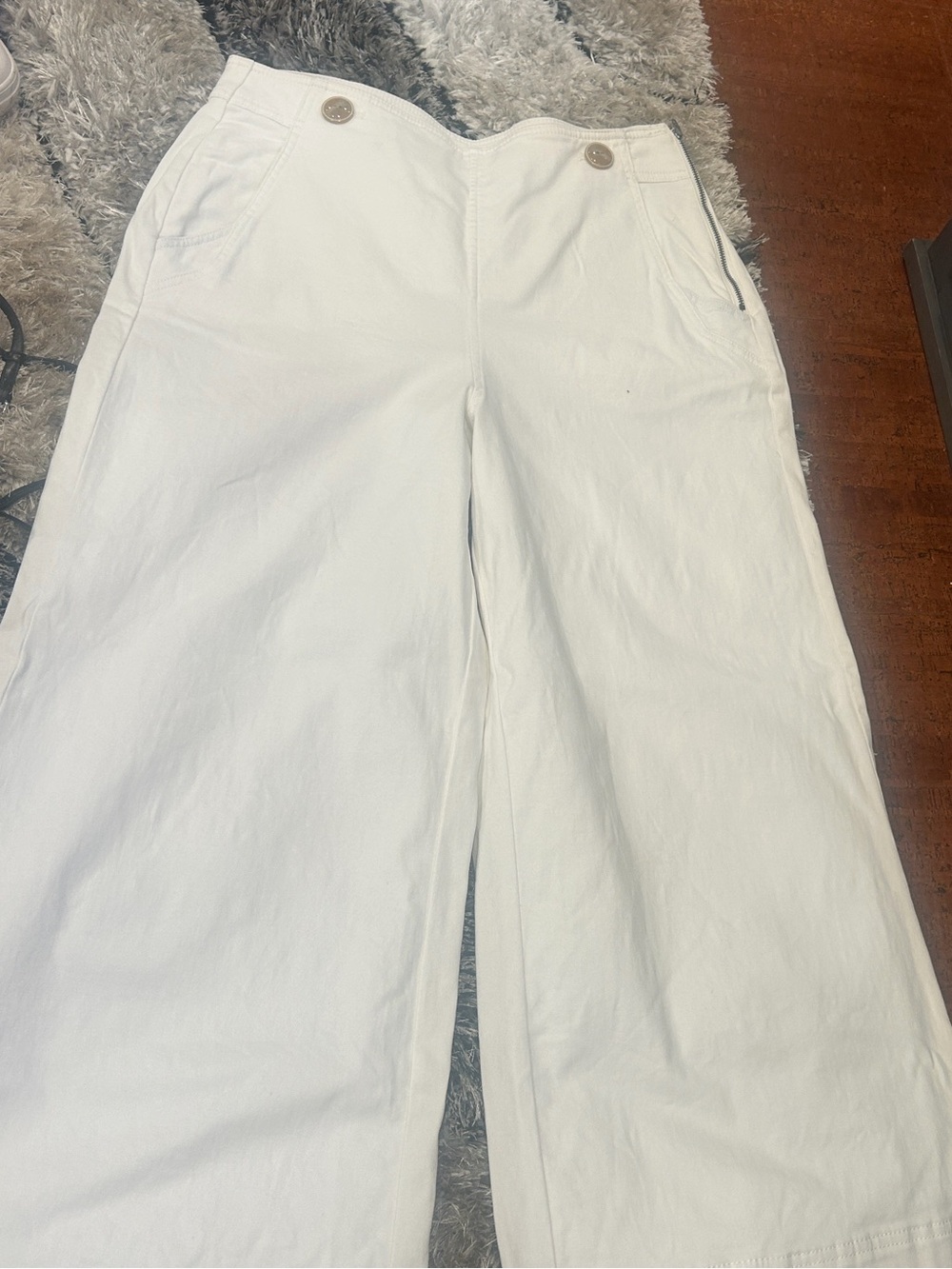Anthropologie Maeve White High-Rise Wide Leg Pants